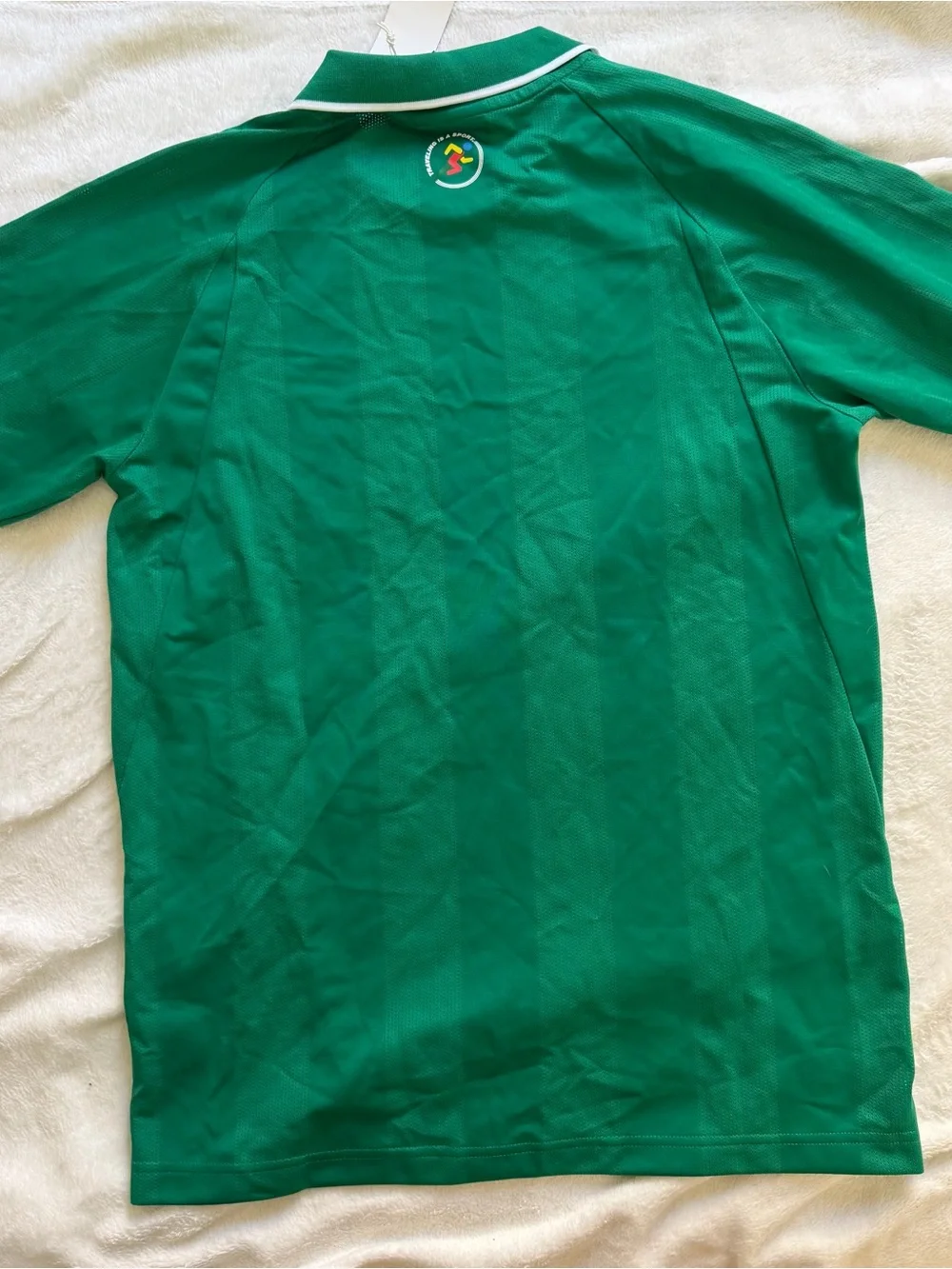 adidas x oyster Green Short-Sleeve Polo with White Stripes